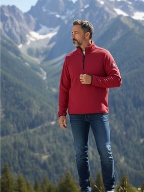 Canada Weather Gear Red Textured Quarter Zip Fleece Pullover XL